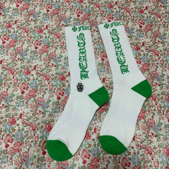 Chrome Hearts Accessories - Chrome Hearts Green Lettering Socks